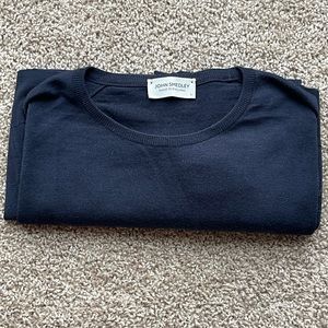 MEN’S NAVY MERINO WOOL CREWNECK SWEATER JOHN SMEDLEY- SIZE L